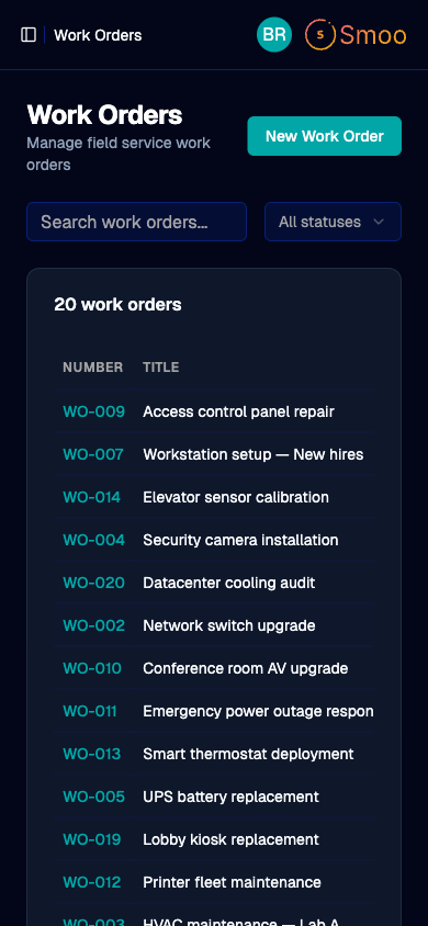 Field Service Dispatch Board - Mobile